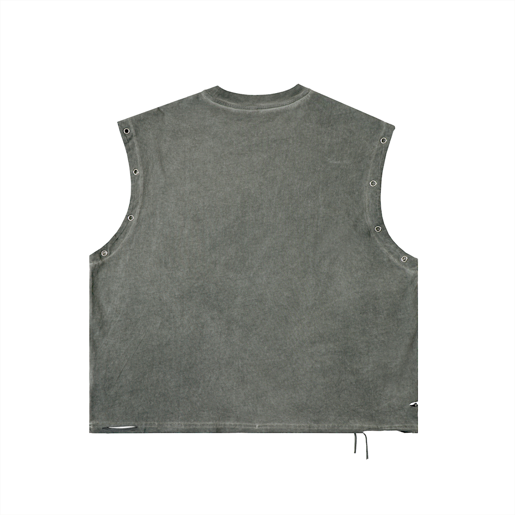 Dead Society Distressed Grommet Eyelet Tank Top
